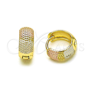 Gold Filled Hoop Earrings — Huggie Hoop Polished Tricolor 02. — main product view — SKU 152850 | Oro Laminado aretes de aro — Huggie Hoop pulido Tricolor 02. — SKU 152850