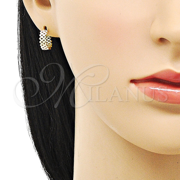 Gold Filled Hoop Earrings — Huggie Hoop Polished Tricolor 02. — alternate product view — SKU 152851 | Oro Laminado aretes de aro — Huggie Hoop pulido Tricolor 02. — SKU 152851