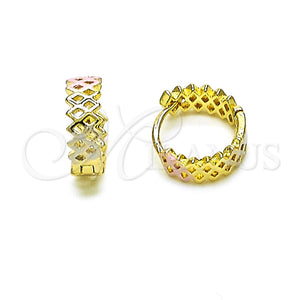 Gold Filled Hoop Earrings — Huggie Hoop Polished Tricolor 02. — main product view — SKU 152851 | Oro Laminado aretes de aro — Huggie Hoop pulido Tricolor 02. — SKU 152851