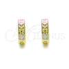 Oro Laminado Huggie Hoop, Gold Filled Style Tree Design, Polished, Tricolor, 02.213.0507.12