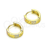 Oro Laminado Huggie Hoop, Gold Filled Style Tree Design, Polished, Tricolor, 02.213.0507.12