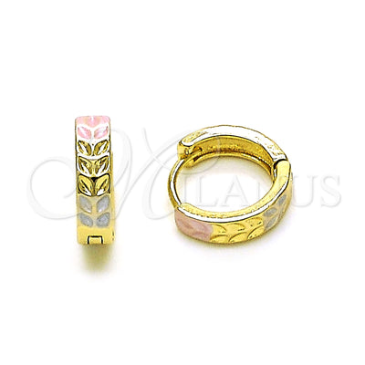 Gold Filled Hoop Earrings — Huggie Hoop Tree Design Polished Tricolor 02. for wholesale, main product view