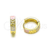 Oro Laminado Huggie Hoop, Gold Filled Style Tree Design, Polished, Tricolor, 02.213.0507.12