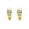 Oro Laminado Huggie Hoop, Gold Filled Style Diamond Cutting Finish, Tricolor, 02.213.0508.15