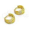 Oro Laminado Huggie Hoop, Gold Filled Style Butterfly Design, Polished, Tricolor, 02.213.0509.15