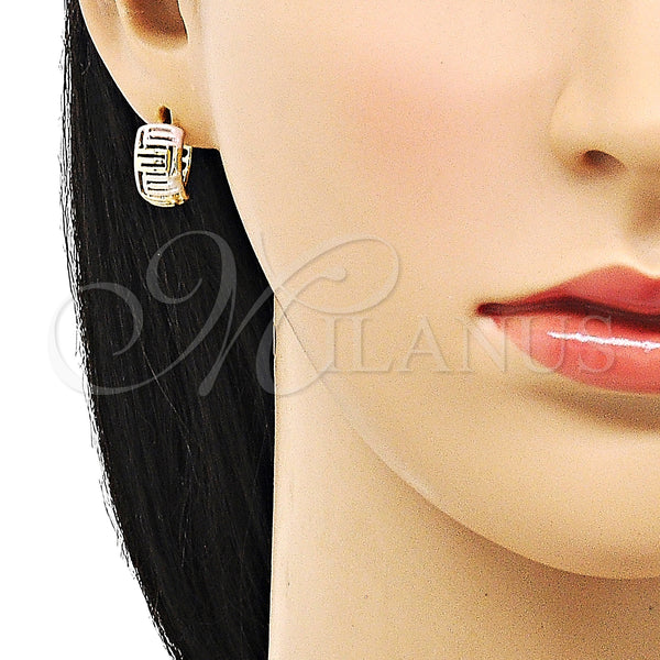 Gold Filled Hoop Earrings — Huggie Hoop Polished Tricolor 02. — alternate product view — SKU 152861 | Oro Laminado aretes de aro — Huggie Hoop pulido Tricolor 02. — SKU 152861