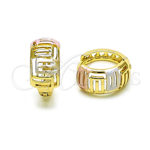 Gold Filled Hoop Earrings — Huggie Hoop Polished Tricolor 02. — main product view — SKU 152861 | Oro Laminado aretes de aro — Huggie Hoop pulido Tricolor 02. — SKU 152861