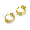 Oro Laminado Huggie Hoop, Gold Filled Style Leaf Design, Polished, Tricolor, 02.213.0513.12