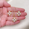 Oro Laminado Earring and Pendant Adult Set, Gold Filled Style with Ivory Pearl, Polished, Golden Finish, 10.379.0076