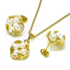 Oro Laminado Earring and Pendant Adult Set, Gold Filled Style with Ivory Pearl, Polished, Golden Finish, 10.379.0076