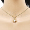 Oro Laminado Earring and Pendant Adult Set, Gold Filled Style with Ivory Pearl, Polished, Golden Finish, 10.379.0079
