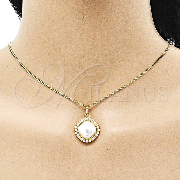 Gold Filled Ring — Earring and Pendant Adult Set with Ivory Pearl — alternate product view — SKU 152876 | Oro Laminado anillo — Earring and Pendant Adult Set with Ivory Pearl — SKU 152876