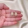 Oro Laminado Stud Earring, Gold Filled Style Leaf and Teardrop Design, with Ivory Pearl, Polished, Golden Finish, 02.379.0057