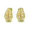 Oro Laminado Stud Earring, Gold Filled Style Leaf and Teardrop Design, with Ivory Pearl, Polished, Golden Finish, 02.379.0057