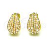 Oro Laminado Stud Earring, Gold Filled Style Leaf and Teardrop Design, with Ivory Pearl, Polished, Golden Finish, 02.379.0057