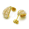 Oro Laminado Stud Earring, Gold Filled Style Leaf and Teardrop Design, with Ivory Pearl, Polished, Golden Finish, 02.379.0057
