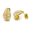 Oro Laminado Stud Earring, Gold Filled Style Leaf and Teardrop Design, with Ivory Pearl, Polished, Golden Finish, 02.379.0057