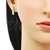 Oro Laminado Stud Earring, Gold Filled Style with Ivory Pearl, Polished, Golden Finish, 02.379.0058