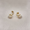 Oro Laminado Stud Earring, Gold Filled Style Snake Design, with Ivory Pearl, Polished, Golden Finish, 02.379.0059
