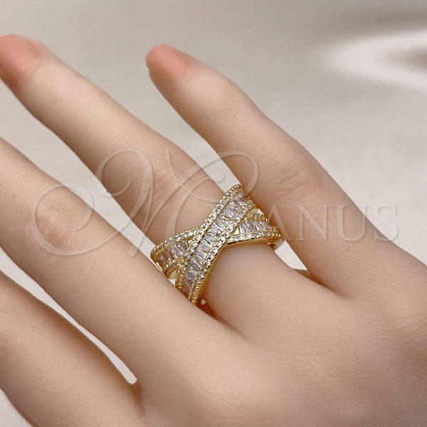 Gold Filled Ring — Multi Stone Ring Baguette Design with White Cubic — alternate product view — SKU 152886 | Oro Laminado anillo — Multi Stone Ring Baguette diseño with blanco Cubic — SKU 152886