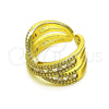 Oro Laminado Multi Stone Ring, Gold Filled Style Baguette Design, with White Cubic Zirconia and White Micro Pave, Polished, Golden Finish, 01.341.0100 (One size fits all)