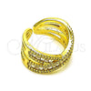 Oro Laminado Multi Stone Ring, Gold Filled Style Baguette Design, with White Cubic Zirconia and White Micro Pave, Polished, Golden Finish, 01.341.0100 (One size fits all)