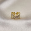 Oro Laminado Multi Stone Ring, Gold Filled Style Baguette Design, with White Cubic Zirconia and White Micro Pave, Polished, Golden Finish, 01.341.0100 (One size fits all)