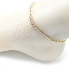 Oro Laminado Fancy Anklet, Gold Filled Style Puff Mariner and Baguette Design, with White Cubic Zirconia, Polished, Golden Finish, 03.130.0013.10 (05 MM Thickness, 10 Inches Length)