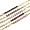 Oro Laminado Fancy Anklet, Gold Filled Style Puff Mariner and Baguette Design, with Multicolor Cubic Zirconia, Polished, Golden Finish, 03.130.0013.1.10 (05 MM Thickness, 10 Inches Length)
