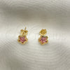 Oro Laminado Stud Earring, Gold Filled Style Star Design, with Light Rhodolite Cubic Zirconia, Polished, Golden Finish, 02.02.0533