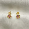 Oro Laminado Stud Earring, Gold Filled Style Star Design, with Light Rhodolite Cubic Zirconia, Polished, Golden Finish, 02.02.0533