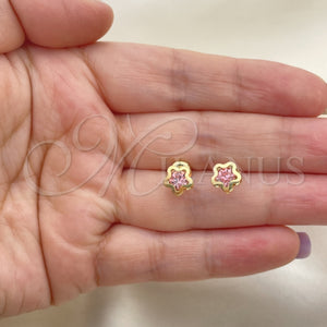 Gold Filled Ring — Stud Earring Star Design with Light Rhodolite Cubic — main product view — SKU 152901 | Oro Laminado anillo — Stud Earring estrella diseño with Light Rhodolite Cubic — SKU 152901
