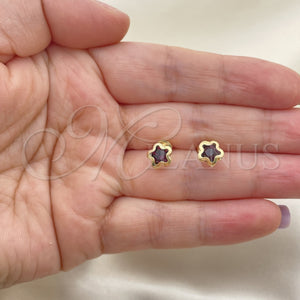 Gold Filled Ring — Stud Earring Star Design with Amethyst Cubic Zirconia — main product view — SKU 152904 | Oro Laminado anillo — Stud Earring estrella diseño with Amethyst Cubic Zirconia — SKU 152904