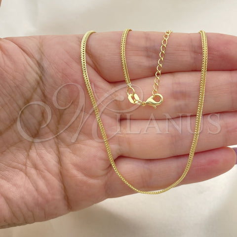 Oro Laminado Basic Necklace, Gold Filled Style Curb Design, Polished, Golden Finish, 04.02.0022.18 (02 MM Thickness, 18 Inches Length)