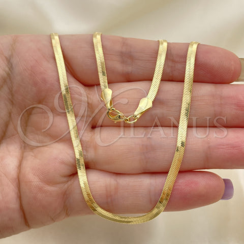 Oro Laminado Basic Necklace, Gold Filled Style Herringbone Design, Polished, Golden Finish, 03.02.0083.16 (03 MM Thickness, 16 Inches Length)