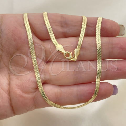 Oro Laminado Basic Necklace, Gold Filled Style Herringbone Design, Polished, Golden Finish, 03.02.0083.18 (03 MM Thickness, 18 Inches Length)