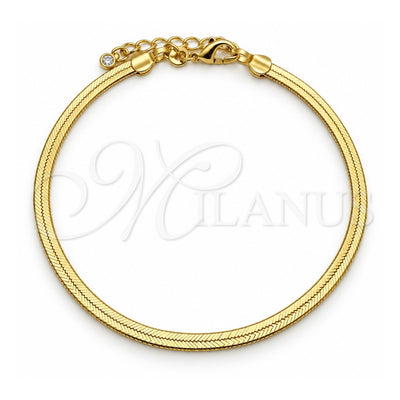 Oro Laminado Basic Bracelet, Gold Filled Style Herringbone Design, Polished, Golden Finish, 03.02.0083.1.07 (03 MM Thickness, 7 Inches Length)