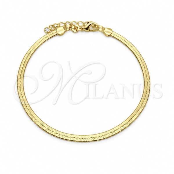 Oro Laminado Basic Bracelet, Gold Filled Style Herringbone Design, Polished, Golden Finish, 03.02.0083.1.07 (03 MM Thickness, 7 Inches Length)