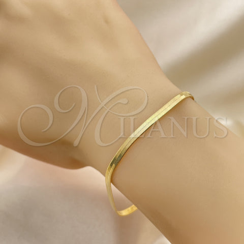 Oro Laminado Basic Bracelet, Gold Filled Style Herringbone Design, Polished, Golden Finish, 03.02.0083.1.07 (03 MM Thickness, 7 Inches Length)