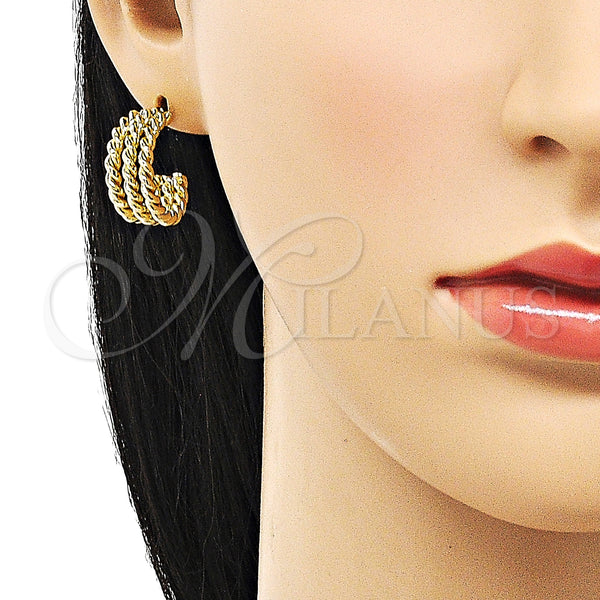 Gold Filled Hoop Earrings — Small Hoop Rope Design Polished 02. — alternate product view — SKU 152917 | Oro Laminado aretes de aro — Small Hoop Rope diseño pulido 02. — SKU 152917