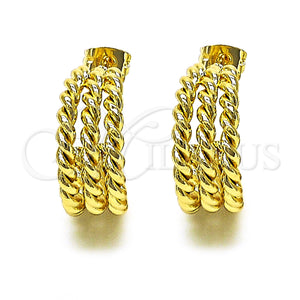 Gold Filled Hoop Earrings — Small Hoop Rope Design Polished 02. — main product view — SKU 152917 | Oro Laminado aretes de aro — Small Hoop Rope diseño pulido 02. — SKU 152917