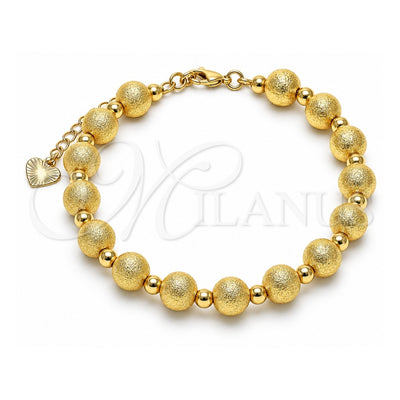 Oro Laminado Fancy Bracelet, Gold Filled Style Ball Design, Matte Finish, Golden Finish, 03.93.0019.08 (08 MM Thickness, 8 Inches Length)