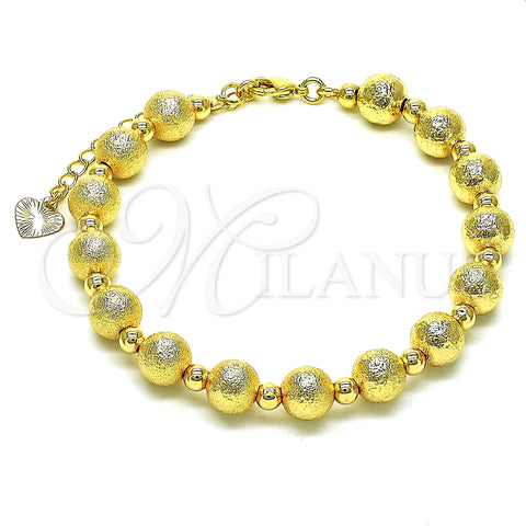 Oro Laminado Fancy Bracelet, Gold Filled Style Ball Design, Matte Finish, Golden Finish, 03.93.0019.08 (08 MM Thickness, 8 Inches Length)