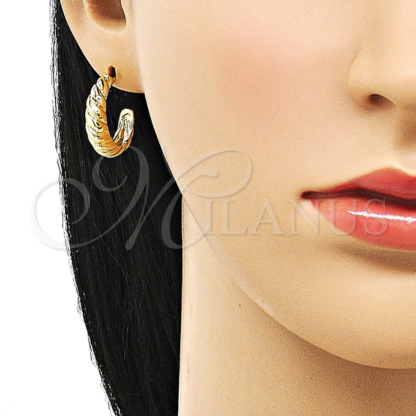 Gold Filled Hoop Earrings — Small Hoop Diamond Cutting 02. — alternate product view — SKU 152932 | Oro Laminado aretes de aro — Small Hoop Diamond Cutting 02. — SKU 152932