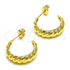 Oro Laminado Small Hoop, Gold Filled Style Diamond Cutting Finish, Golden Finish, 02.195.0177.20