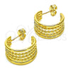 Oro Laminado Small Hoop, Gold Filled Style Rope and Twist Design, Polished, Golden Finish, 02.195.0178.20