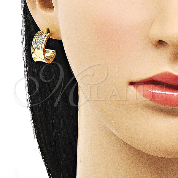 Gold Filled Hoop Earrings — Small Hoop with White Micro Pave Polished 02. — alternate product view — SKU 152935 | Oro Laminado aretes de aro — Small Hoop with blanco Micro Pave pulido 02. — SKU 152935
