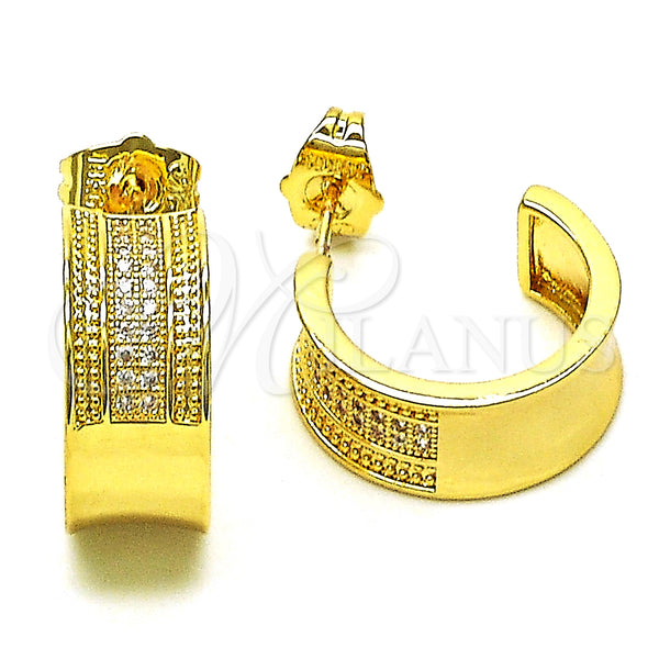 Gold Filled Hoop Earrings — Small Hoop with White Micro Pave Polished 02. — main product view — SKU 152935 | Oro Laminado aretes de aro — Small Hoop with blanco Micro Pave pulido 02. — SKU 152935