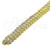 Oro Laminado Solid Bracelet, Gold Filled Style Flower Design, Diamond Cutting Finish, Golden Finish, 03.100.0072.08 (17 MM Thickness, 8 Inches Length)