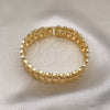 Oro Laminado Solid Bracelet, Gold Filled Style Flower Design, Diamond Cutting Finish, Golden Finish, 03.100.0072.08 (17 MM Thickness, 8 Inches Length)